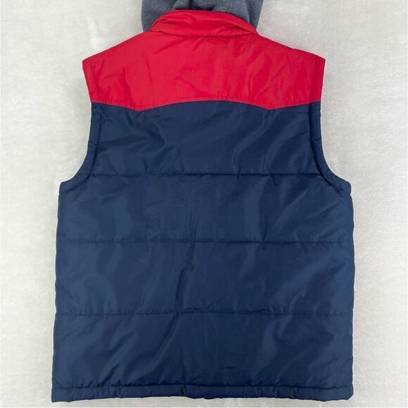 Wantdo‎ Jacket Mens XL Navy Red Retro Hooded Puffer Full Zip Vest - Picture 5 of 9